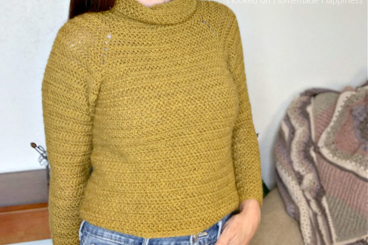 The 70s Sweater Crochet Pattern - That 70's Sweater Crochet Pattern is a cozy turtleneck sweater that requires no sewing! This sweater is a raglan style that starts with the turtleneck and works down.