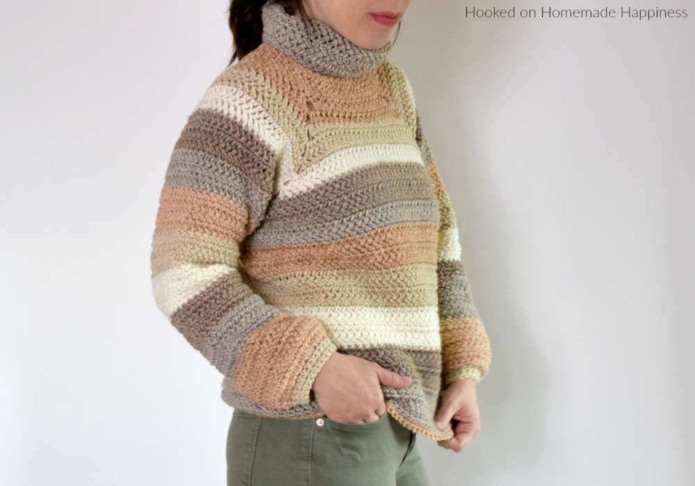 That 70s Sweater Crochet Pattern - That 70's Sweater Crochet Pattern is a cozy turtleneck sweater that requires no sewing! This sweater is a raglan style that starts with the turtleneck and works down.