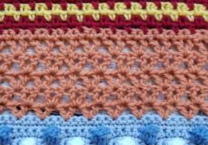 We're on PART 10! of the Stitch Sampler Scrapghan! Can you believe it? This week is one of my favorite stitches, the Offset V Stitch. I've used it quite a few times and I still have more plans for it!