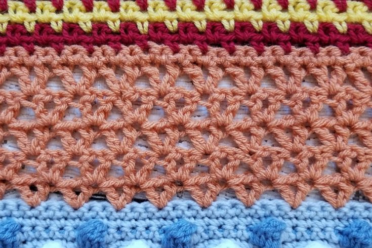 We're on PART 10! of the Stitch Sampler Scrapghan! Can you believe it? This week is one of my favorite stitches, the Offset V Stitch. I've used it quite a few times and I still have more plans for it!