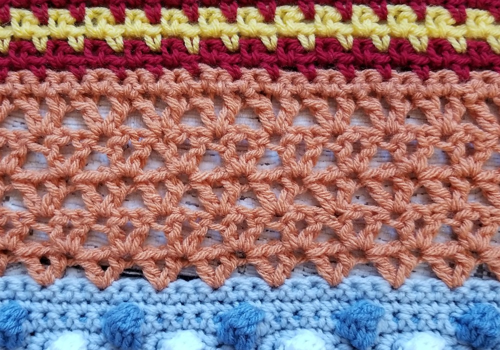 We're on PART 10! of the Stitch Sampler Scrapghan! Can you believe it? This week is one of my favorite stitches, the Offset V Stitch. I've used it quite a few times and I still have more plans for it!