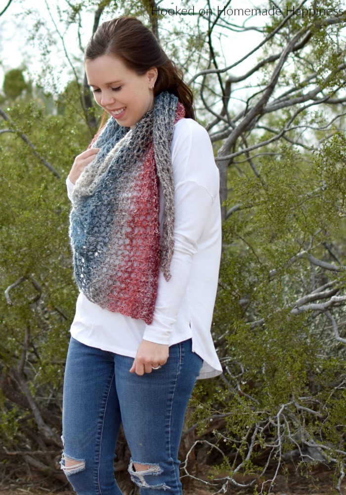 Moonstone Shawl Crochet Pattern - The Moonstone Shawl Crochet Pattern uses just 150g of yarn! Using the V stitch makes this shawl quick to make. It's a lightweight and airy shawl that's perfect for spring.