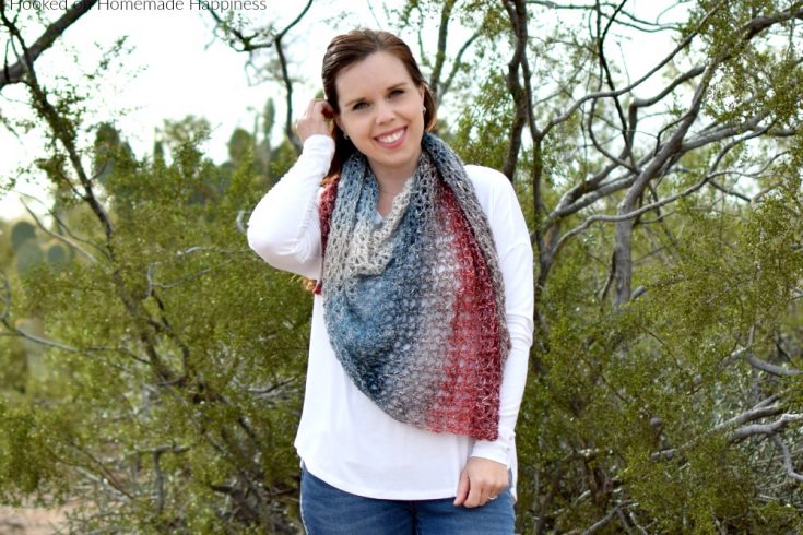 Moonstone Shawl Crochet Pattern - The Moonstone Shawl Crochet Pattern uses just 150g of yarn! Using the V stitch makes this shawl quick to make. It's a lightweight and airy shawl that's perfect for spring.