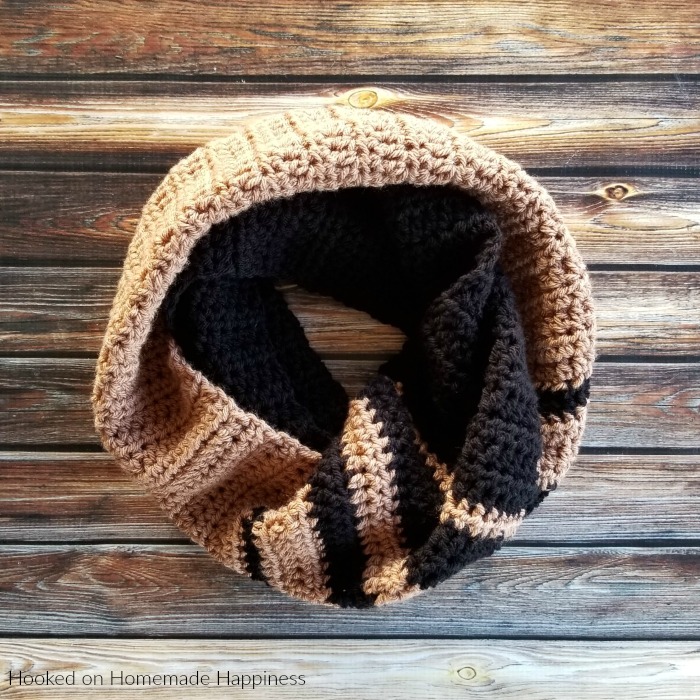 Two Tone Infinity Scarf Crochet Pattern - The Two-Tone Infinity Scarf Crochet Pattern can be worn long or wrapped up and cozy around the neck. I went with neutral colors for mine, but I think two bright colors or even jewel tones would be so pretty.