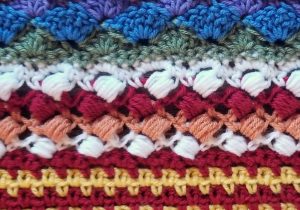 Welcome to Part 12 of the Stitch Sampler Scrapghan CAL!! This week is a fun stitch called the Crossed Puff Stitch.