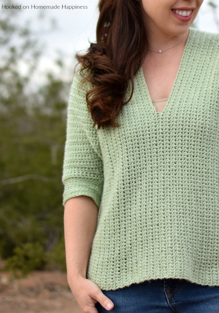 Weekender Pullover Crochet Pattern - The Weekender Pullover Crochet Pattern is a comfy, casual sweater. Perfect for weekend shopping trips and brunch!