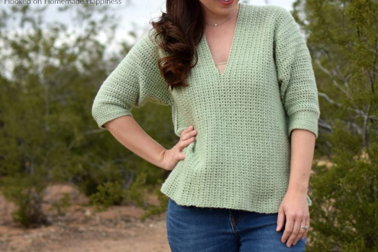 Weekender Pullover Crochet Pattern - The Weekender Pullover Crochet Pattern is a comfy, casual sweater. Perfect for weekend shopping trips and brunch!