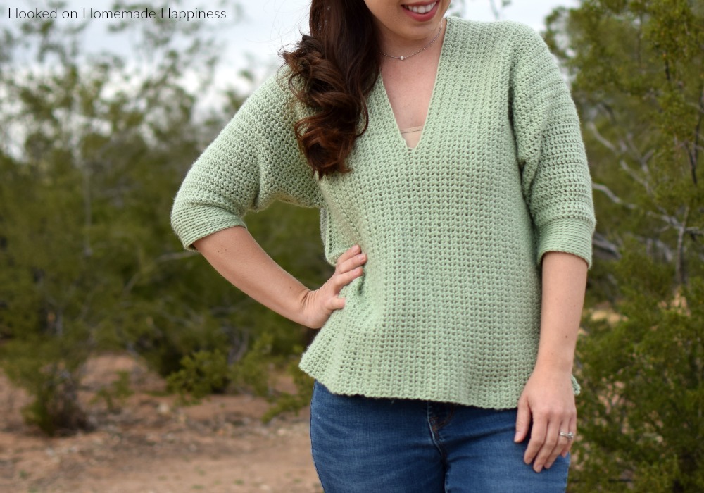Weekender Pullover Crochet Pattern - The Weekender Pullover Crochet Pattern is a comfy, casual sweater. Perfect for weekend shopping trips and brunch!