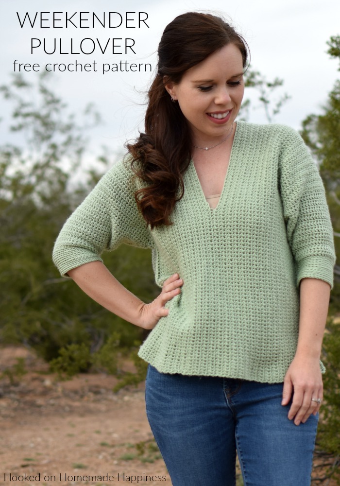 Weekender Pullover Crochet Pattern - The Weekender Pullover Crochet Pattern is a comfy, casual sweater. Perfect for weekend shopping trips and brunch!