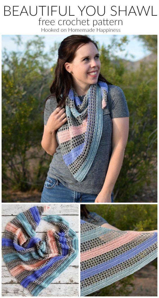 Beautiful You Shawl Crochet Pattern - The Beautiful You Shawl Crochet Pattern is made with sport weight yarn and is light enough for the warmer temps.