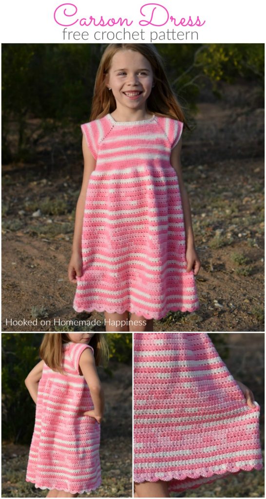 Carson Crochet Dress Pattern - The Carson Crochet Dress Pattern is a pretty spring dress! I designed this dress for my daughter Carson. This dress is TOTALLY her. Pretty, pink, and ruffle-y.