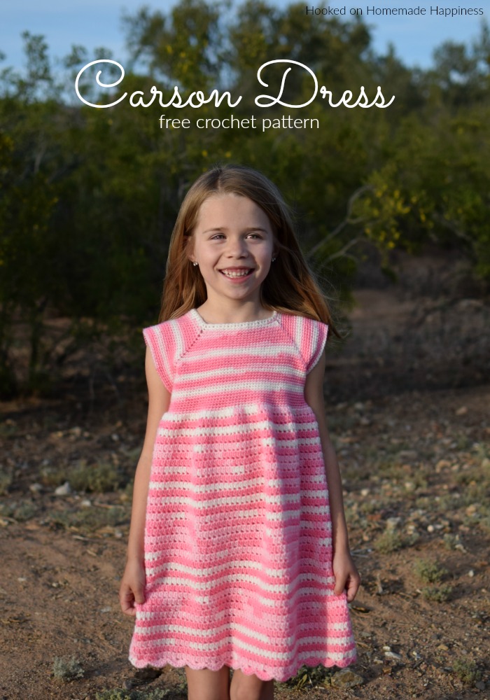 Carson Crochet Dress Pattern - The Carson Crochet Dress Pattern is a pretty spring dress! I designed this dress for my daughter Carson. This dress is TOTALLY her. Pretty, pink, and ruffle-y.