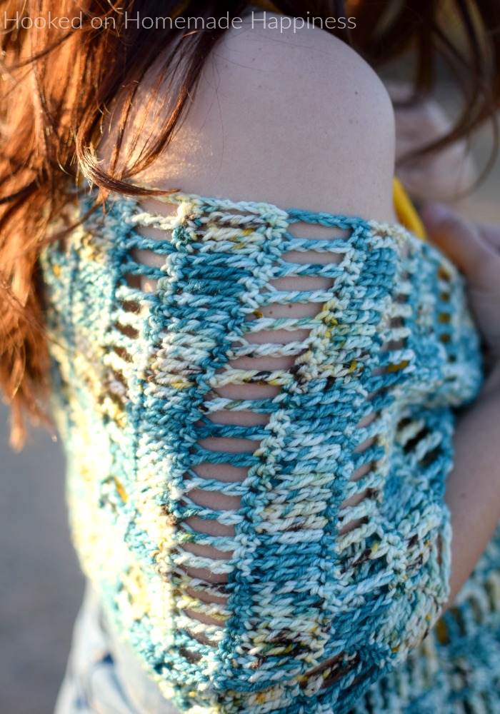 Lakeside Crochet Wrap Pattern - The Lakeside Crochet Wrap Pattern is so easy! You only need to know 3 simple stitches to make this open, airy design: chain, single crochet, and treble crochet.