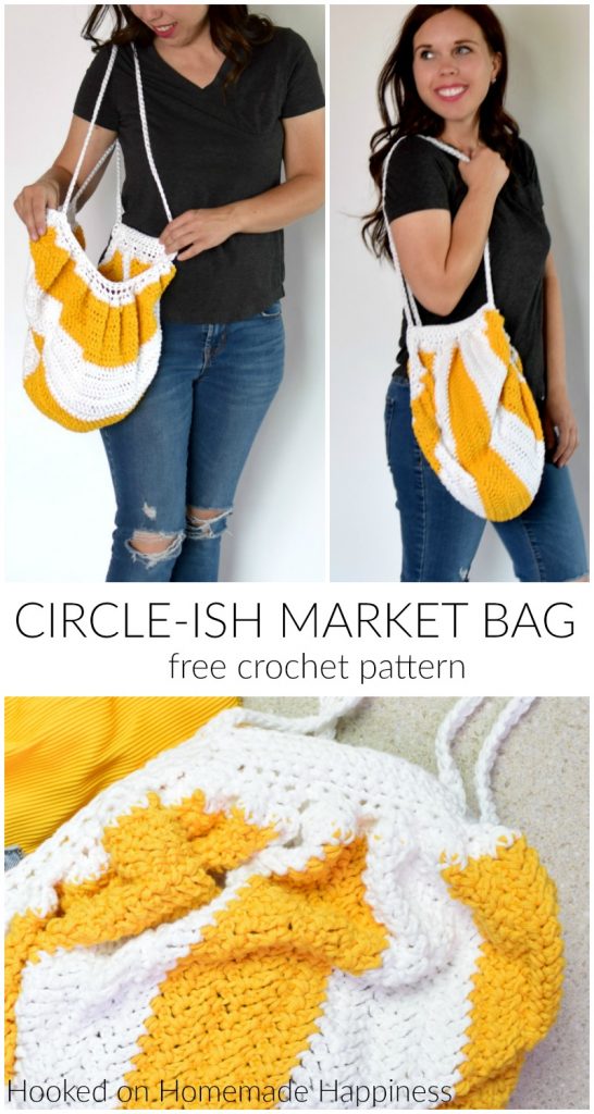 Circle-ish Market Bag Crochet Pattern - The Circle-ish Market Bag Crochet Pattern is made from a simple rectangle! This surprisingly simple market bag is large and sturdy enough to carry all your summer things.