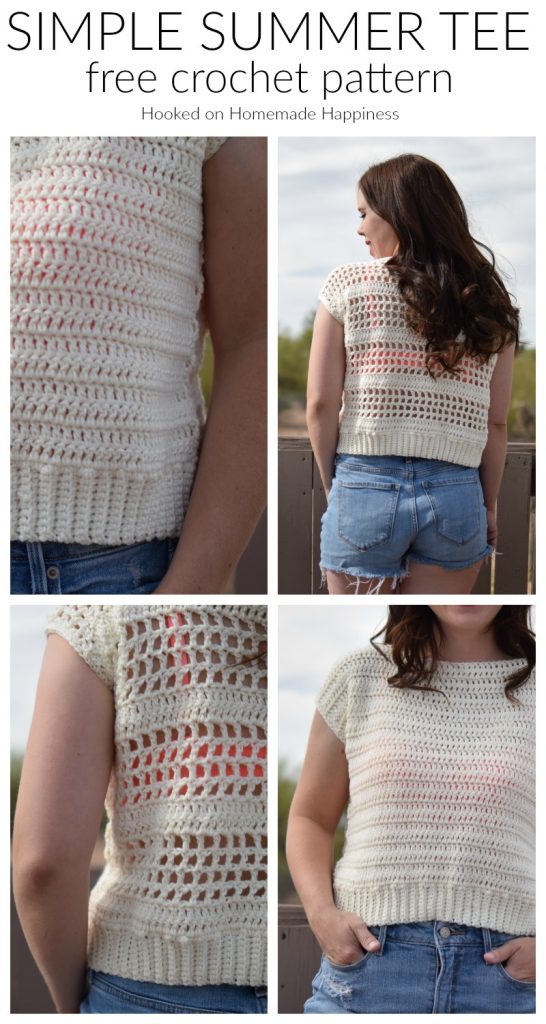 Simple Summer Tee Crochet Pattern - The Simple Summer Tee Crochet Pattern is the perfect top to add to your summer wardrobe! It's cotton, lightweight, and uses a combination of simple crochet stitches and techniques to get this cute look.