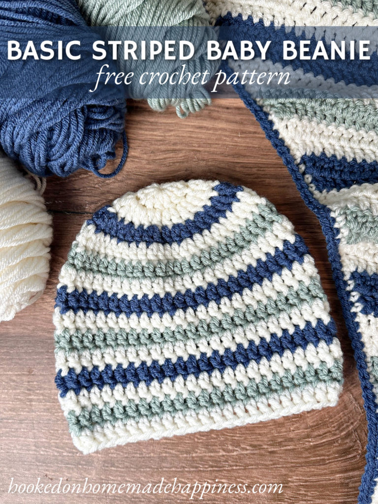 Basic Striped Baby Beanie Crochet Pattern