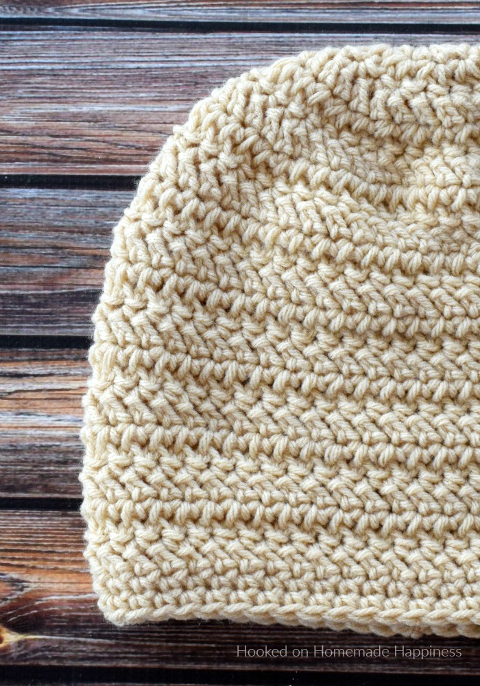 Herringbone Beanie Crochet Pattern - The Herringbone Beanie Crochet Pattern has a fun texture that's created with the herringbone double crochet and turned rounds.