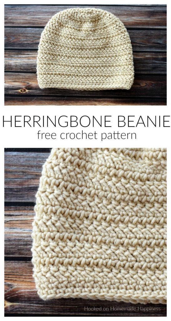 Herringbone Beanie Crochet Pattern - The Herringbone Beanie Crochet Pattern has a fun texture that's created with the herringbone double crochet and turned rounds.