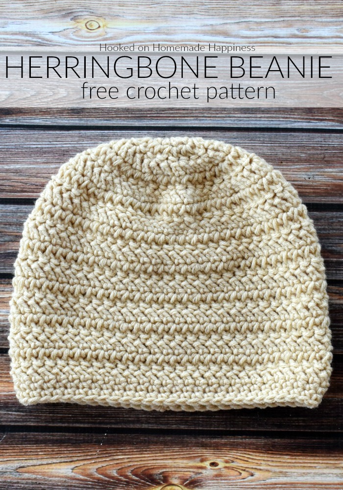 Herringbone Beanie Crochet Pattern - The Herringbone Beanie Crochet Pattern has a fun texture that's created with the herringbone double crochet and turned rounds.