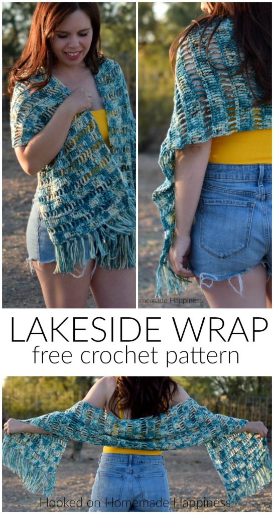 Lakeside Crochet Wrap Pattern - The Lakeside Crochet Wrap Pattern is so easy! You only need to know 3 simple stitches to make this open, airy design: chain, single crochet, and treble crochet.