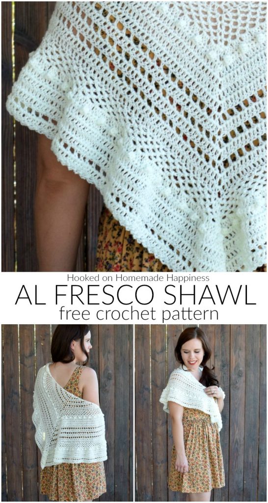Al Fresco Shawl Crochet Pattern - The Al Fresco Shawl Crochet Pattern is a lightweight shawl that's perfect for cool evenings.