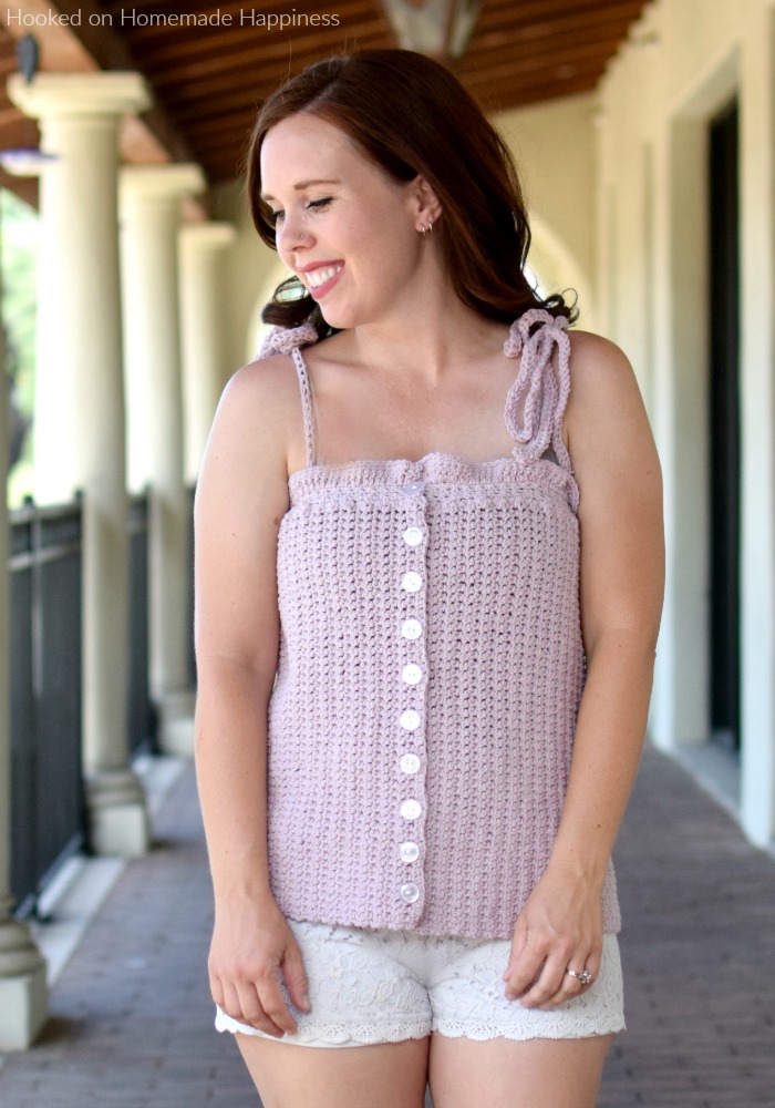 Button Down Tank Crochet Pattern - The Button Down Tank Crochet Pattern is just the cutest addition to your summer wardrobe! It's very simple construction (just a rectangle!) and I think any ambitious beginner could tackle this pattern.