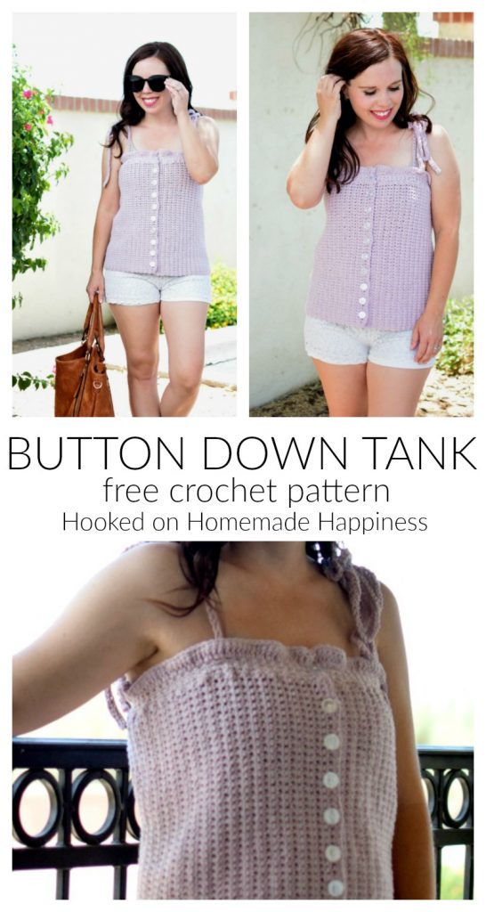 Button Down Tank Crochet Pattern - The Button Down Tank Crochet Pattern is just the cutest addition to your summer wardrobe! It's very simple construction (just a rectangle!) and I think any ambitious beginner could tackle this pattern.