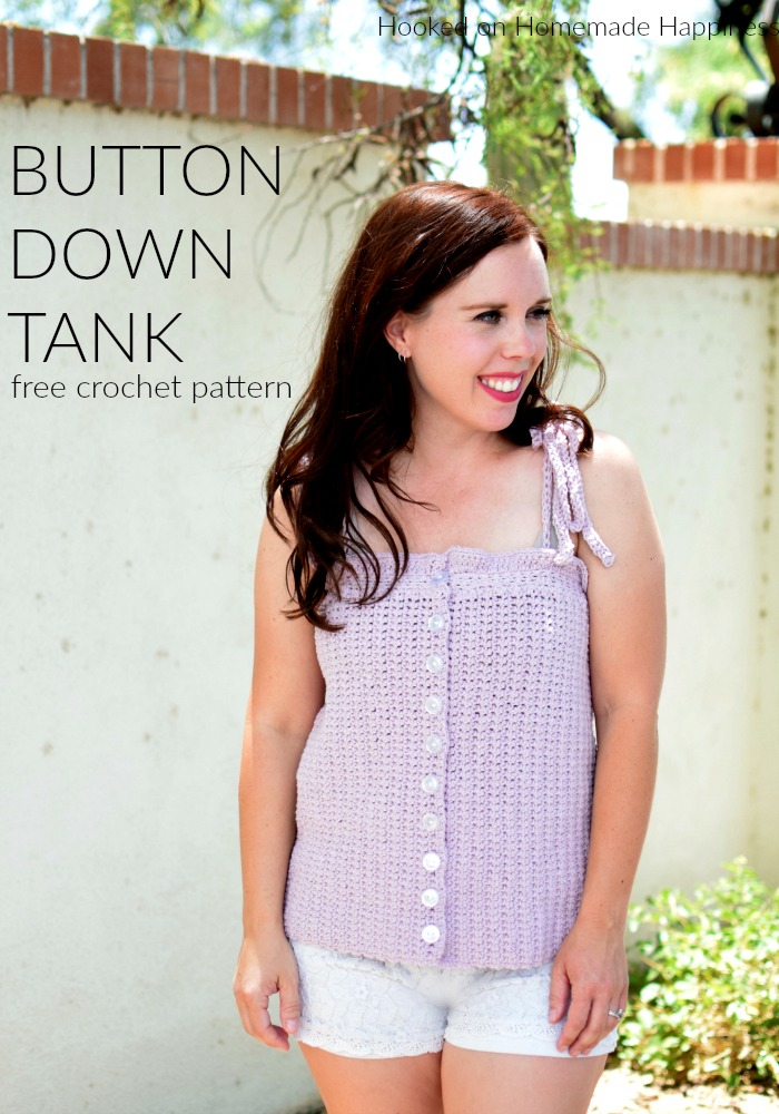 Button Down Tank Crochet Pattern - The Button Down Tank Crochet Pattern is just the cutest addition to your summer wardrobe! It's very simple construction (just a rectangle!) and I think any ambitious beginner could tackle this pattern. 