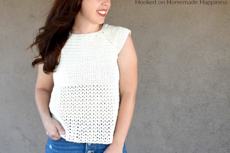Babydoll Tee Crochet Pattern - The Babydoll Tee Crochet Pattern is made with a cotton blend, DK weight yarn so it's great for warmer months.