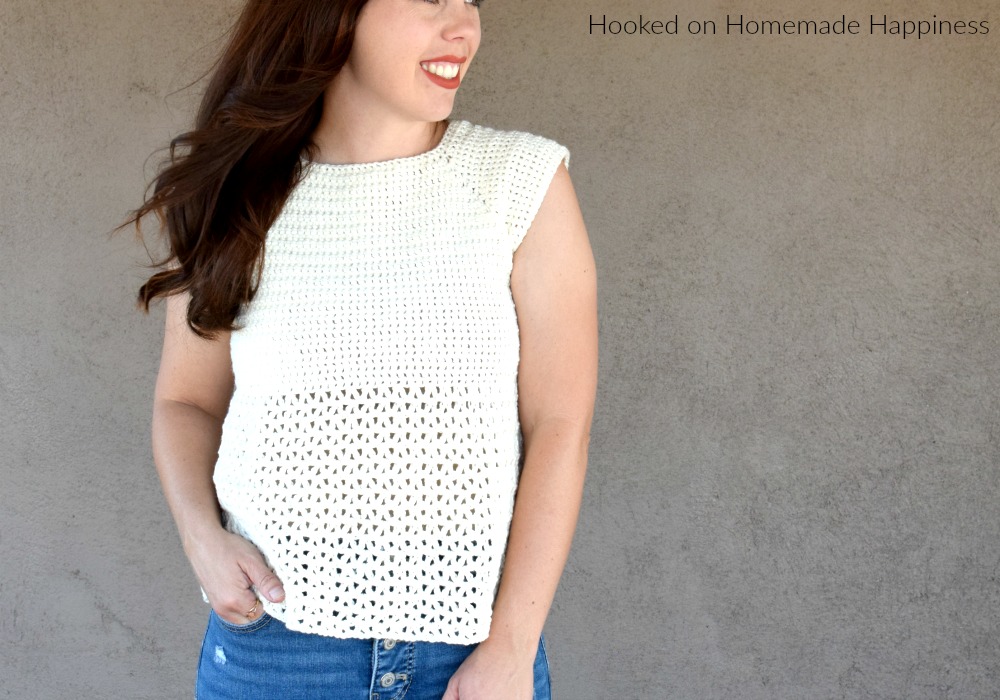 Babydoll Tee Crochet Pattern - The Babydoll Tee Crochet Pattern is made with a cotton blend, DK weight yarn so it's great for warmer months.