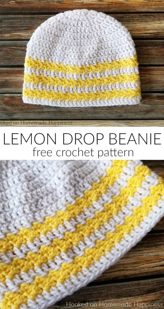 Lemon Drop Beanie Crochet Pattern - The Lemon Drop Beanie Crochet Pattern is an easy level, basic beanie pattern with a couple rounds of the Suzette Stitch for some texture!