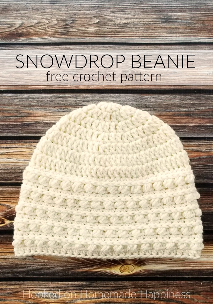 Snowdrop Beanie Crochet Pattern - The Snowdrop Beanie Crochet Pattern starts out with a simple double crochet. Then it uses a combination of half double crochet and the Pebble Stitch to create the pretty textured brim. 