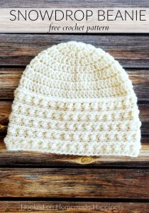 Snowdrop Beanie Crochet Pattern - The Snowdrop Beanie Crochet Pattern starts out with a simple double crochet. Then it uses a combination of half double crochet and the Pebble Stitch to create the pretty textured brim.