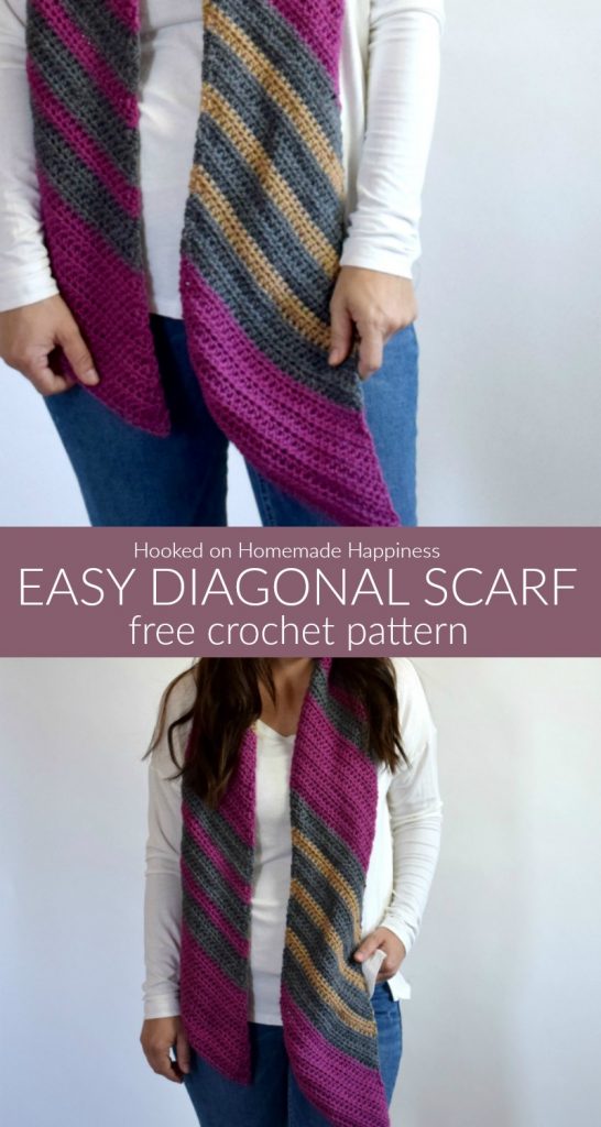 Easy Diagonal Scarf Crochet Pattern - The Easy Diagonal Scarf Crochet Pattern is just that... easy! You can make any simple striped scarf a little extra fun by making it diagonal.