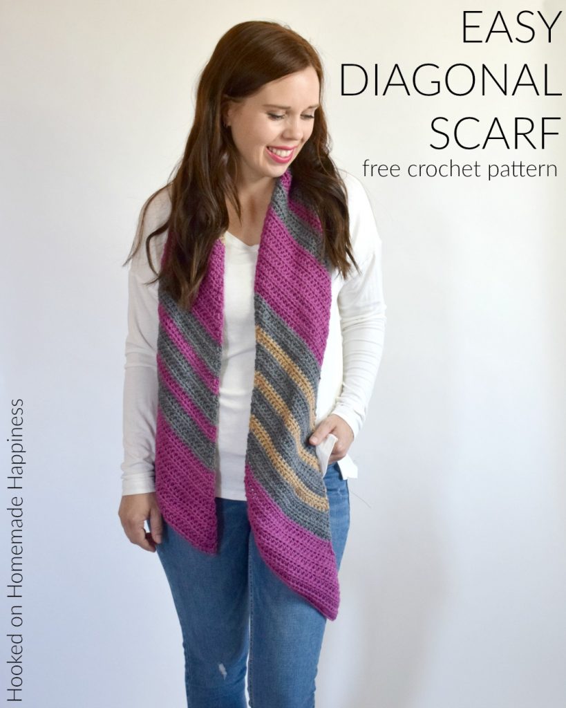 Easy Diagonal Scarf Crochet Pattern - The Easy Diagonal Scarf Crochet Pattern is just that... easy! You can make any simple striped scarf a little extra fun by making it diagonal. 