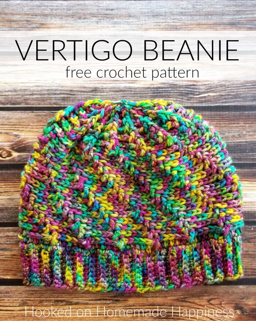 Vertigo Beanie Crochet Pattern - The Vertigo Beanie Crochet Pattern is such a fun beanie! It uses a combination of front post double crochet and back post double crochet to make this fun swirl-like design. And it's reversible! I might like the inside even better. 
