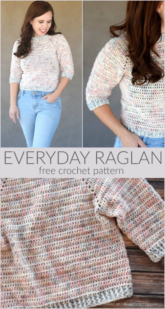 Everyday Raglan Crochet Pattern - The Everyday Raglan Crochet Pattern is quick, easy, and very customizable. I used DK weight yarn with a 3/4 length sleeve to make this sweater perfect for the warm fall we have here in Arizona.