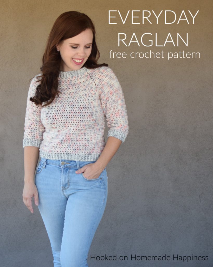 Everyday Raglan Crochet Pattern - The Everyday Raglan Crochet Pattern is quick, easy, and very customizable. I used DK weight yarn with a 3/4 length sleeve to make this sweater perfect for the warm fall we have here in Arizona.