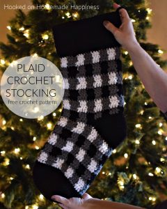 Plaid Crochet Stocking Pattern - This Plaid Crochet Stocking Pattern is so festive and cute! Because of the bulky weight yarn, it works up surprisingly fast. This stocking is a good size and can hold LOTS of goodies from Santa!