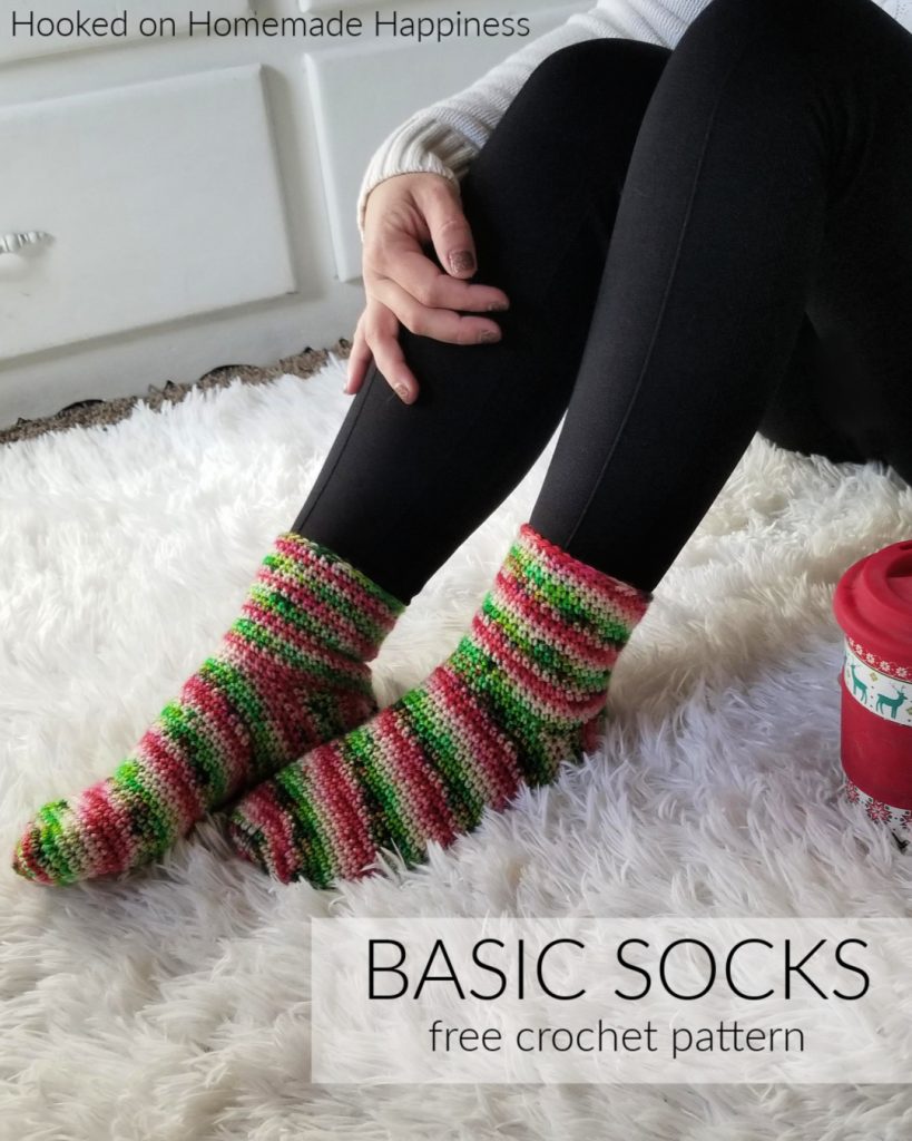 Basic Crochet Socks Pattern - These Basic Crochet Socks Pattern use worsted weight yarn and are all single crochet! They work up surprisingly fast and are beginner friendly. A great Holiday gift.