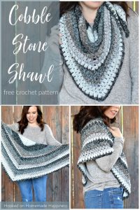 Cobblestone Shawl Crochet Pattern - The Cobblestone Shawl Crochet Pattern is a simple pattern with just a 2 row repeat. I used self striping yarn, so there aren't may ends to weave in.
