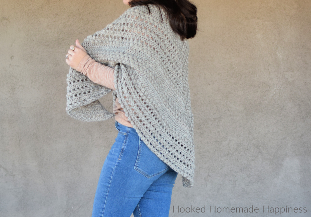 Pebble Shawl Crochet Pattern - The Pebble Shawl Crochet Pattern has a beautiful texture! It's large enough to comfortable wrap around the shoulders or worn as a triangle scarf.