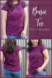 Basic Tee Crochet Pattern - The Basic Tee Crochet Pattern is all double crochet and is a super easy beginner top pattern!