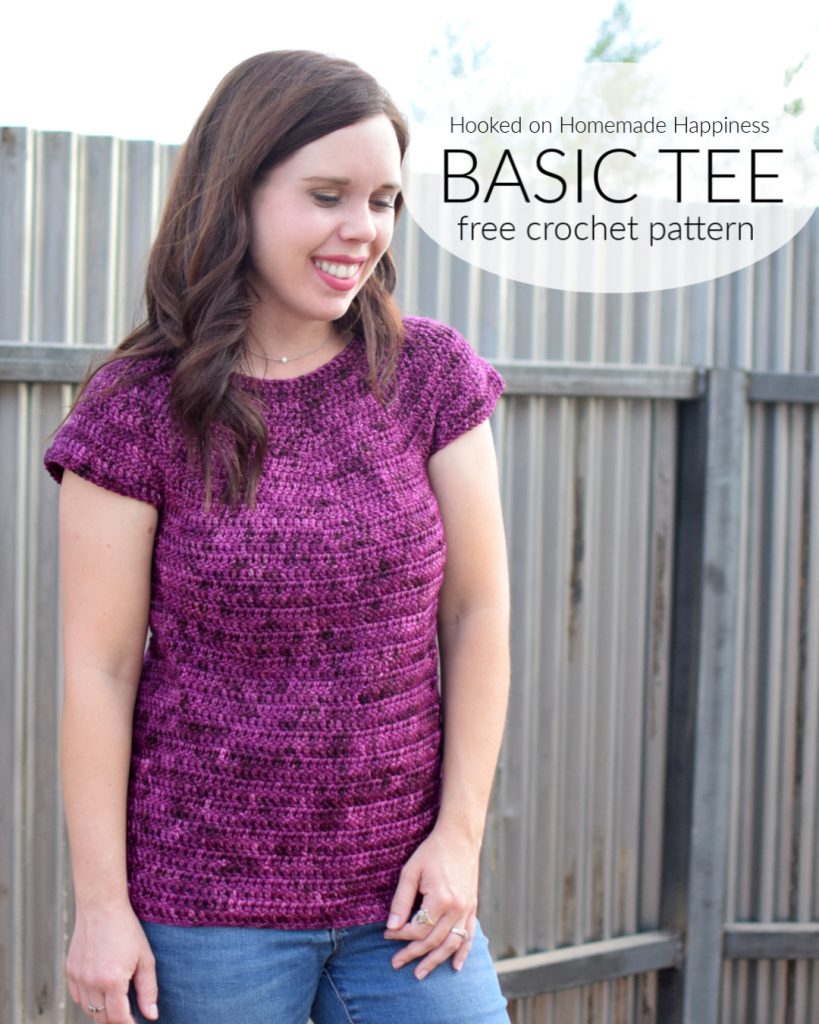 Basic Tee Crochet Pattern - The Basic Tee Crochet Pattern is all double crochet and is a super easy beginner top pattern!