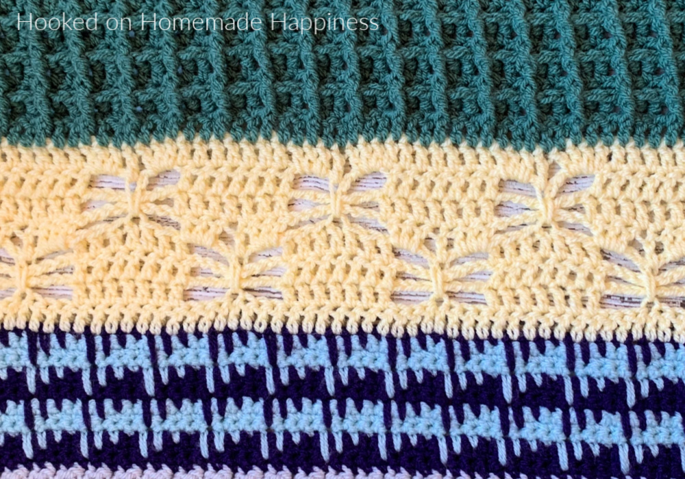 This week's stitch for the Stitch Sampler Scrapghan is the Butterfly Stitch! This stitch would be so pretty for a shawl or a baby blanket.