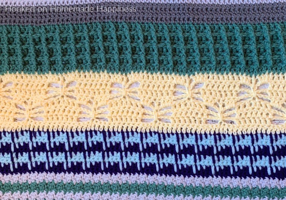 This week's stitch for the Stitch Sampler Scrapghan is the Butterfly Stitch! This stitch would be so pretty for a shawl or a baby blanket.