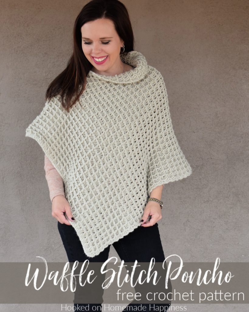 Waffle Stitch Poncho Crochet Pattern - The Waffle Stitch Poncho Crochet Pattern is one big rectangle made with this gorgeously textured stitch!