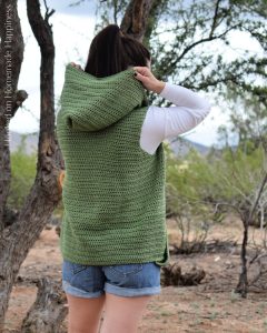 Happy-Go-Lucky Hoodie Crochet Pattern - The Happy Go Lucky Hoodie Crochet Pattern is made as almost one whole piece with very little sewing. It's such an adorable accessory! The cotton yarn makes is breathable and perfect for the warm days and cool evenings of spring.
