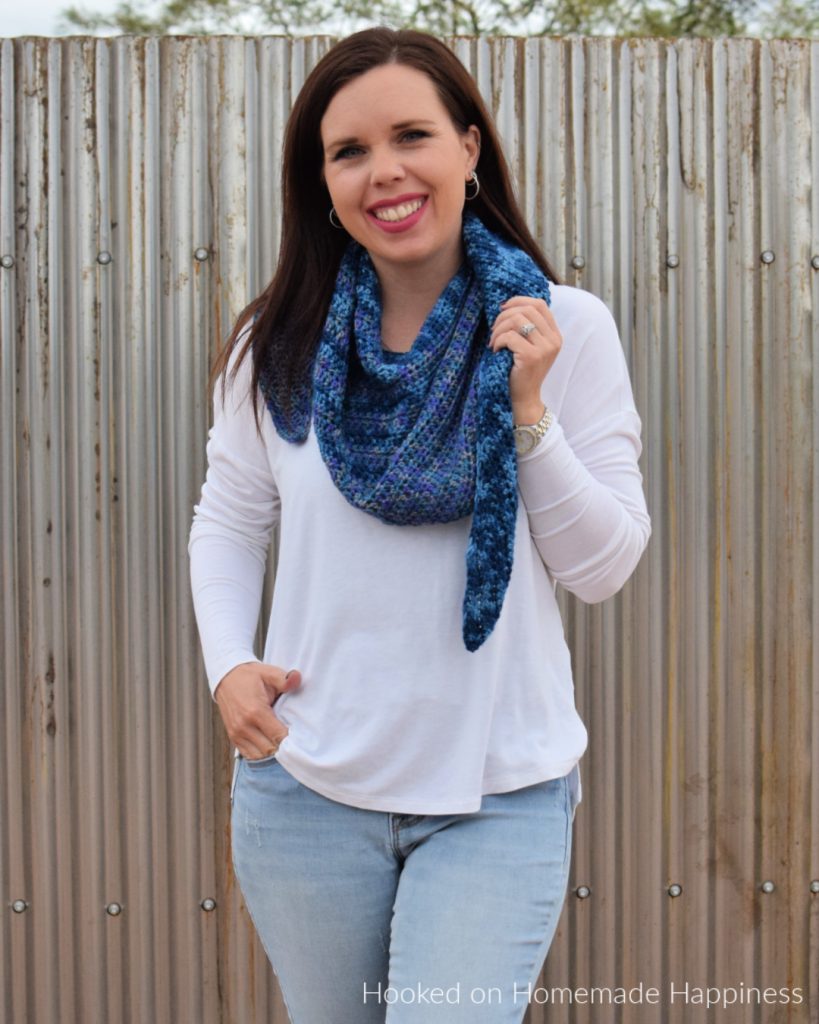 Waterfall Shawl Crochet Pattern - The Waterfall Shawl Crochet Pattern is a quick make that's all half double crochet! It's a great boomerang style shawl that is beginner level.