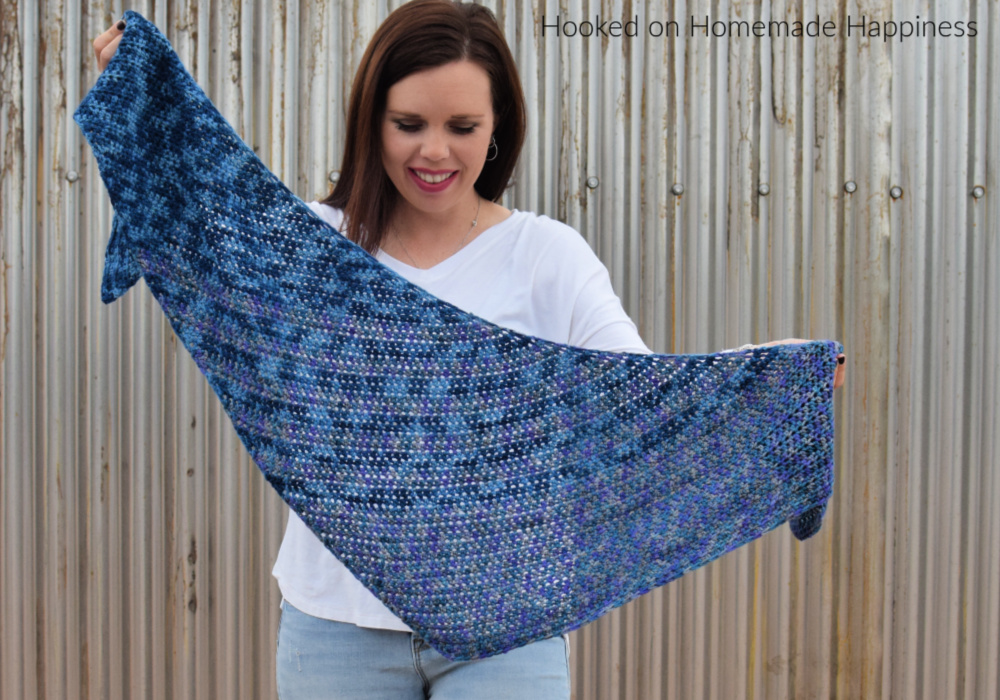 Waterfall Shawl Crochet Pattern - The Waterfall Shawl Crochet Pattern is a quick make that's all half double crochet! It's a great boomerang style shawl that is beginner level.